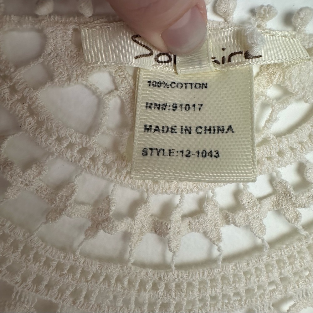 Solitaire Crochet Top Size‎ Medium Cream Boho Western Beachy Hippie - Picture 6 of 12